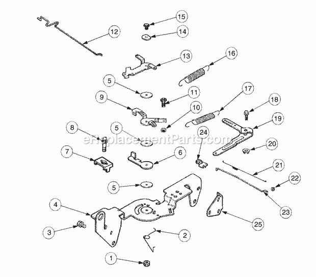 Engine Controls Diagram and Parts List for 2176 13A-274G100 Cub Cadet Lawn Tractor